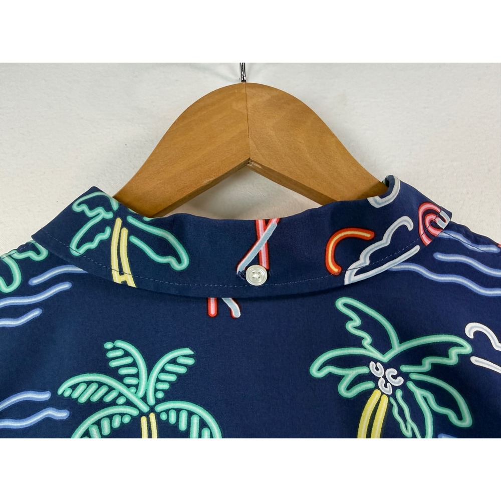 Chubbies Performance Neon Lights Short Sleeve Navy Button Down Casual Shirt Sz L - Picture 4 of 7